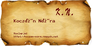 Koczán Nóra névjegykártya